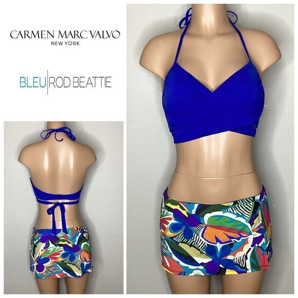 New. Bleu Rod Beattie & Carmen Marc Valvo bikini. Medium - Picture 1 of 10